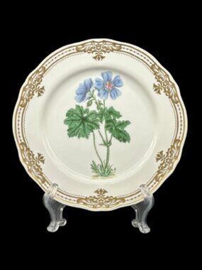 Vintage Andrea by Sadek Golden Botanical by Samuel Curtis Anemone Dessert Plate